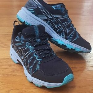 ASICS Women's Black and Blue Running Shoes